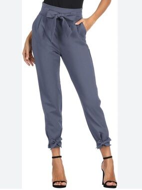 Grace Karin High Rise Pencil Pants with Bow Knit Hem Size Small